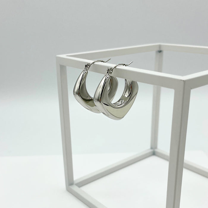 Ani silver geometric hoop earrings