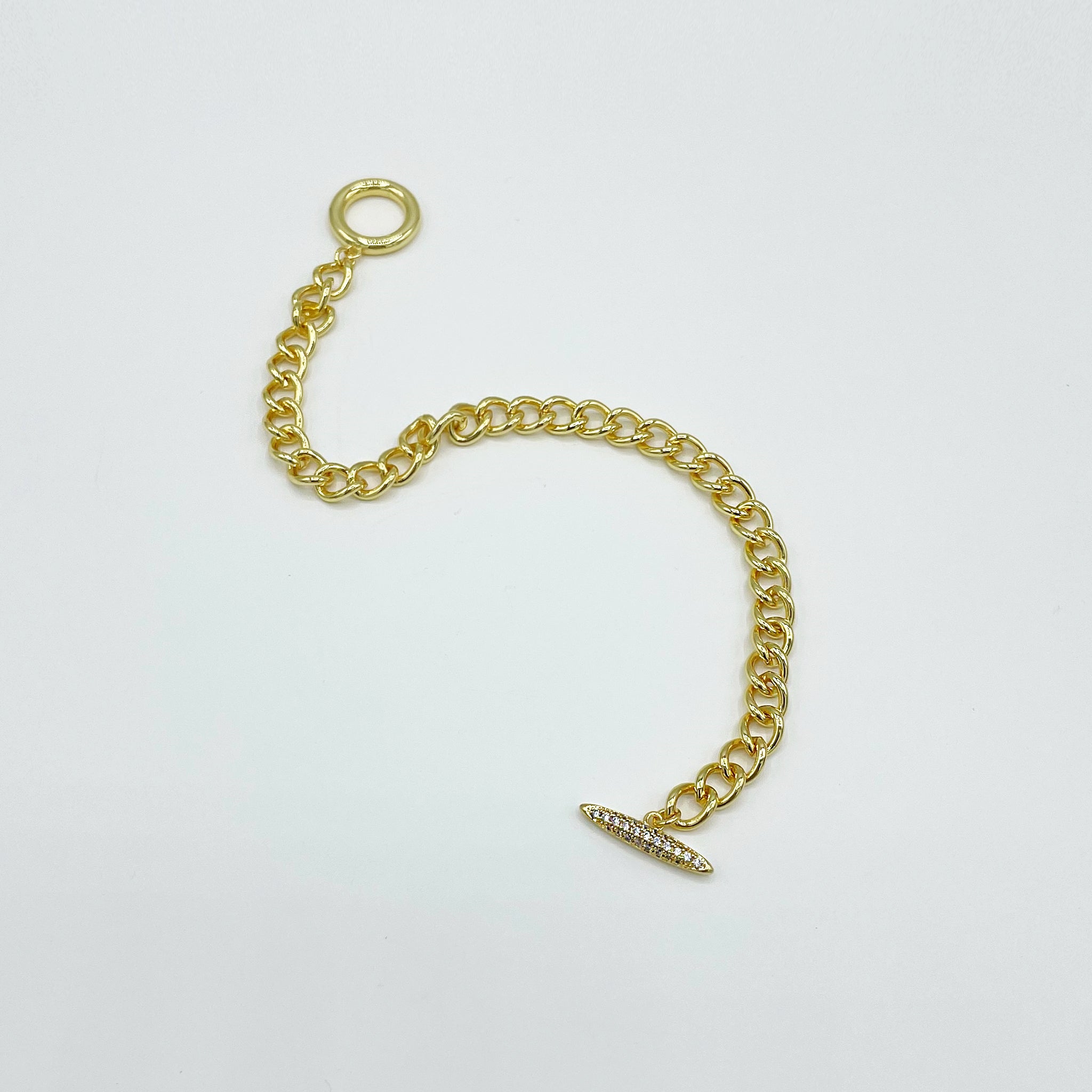 14k gold plated T Bar bracelet with stones 