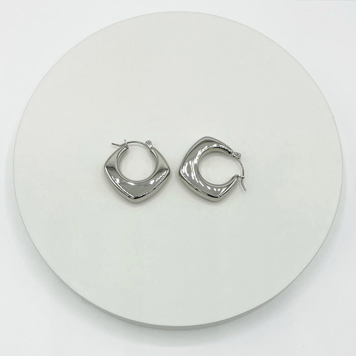 Ani silver geometric hoop earrings