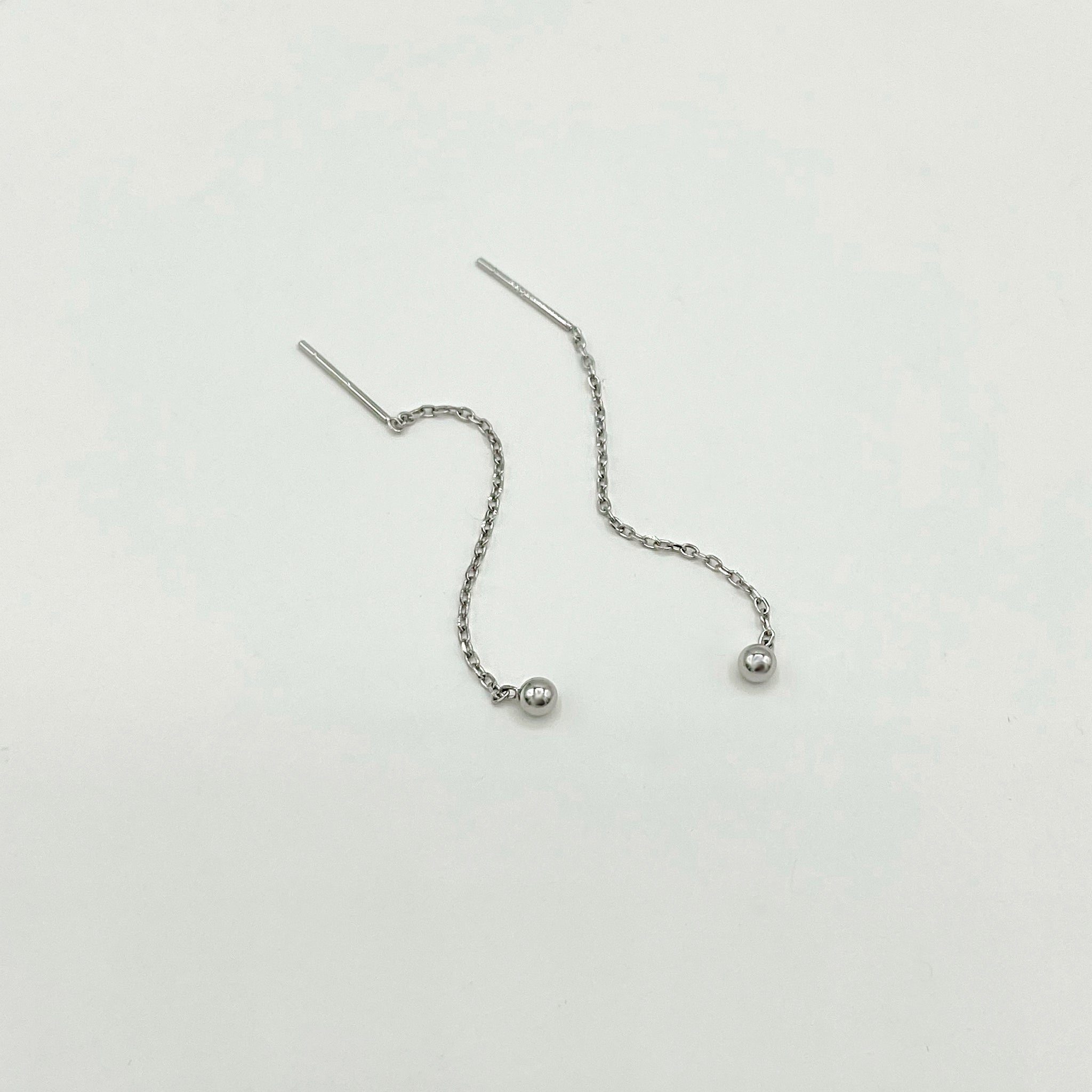 925 sterling silver threader earrings with silver bead