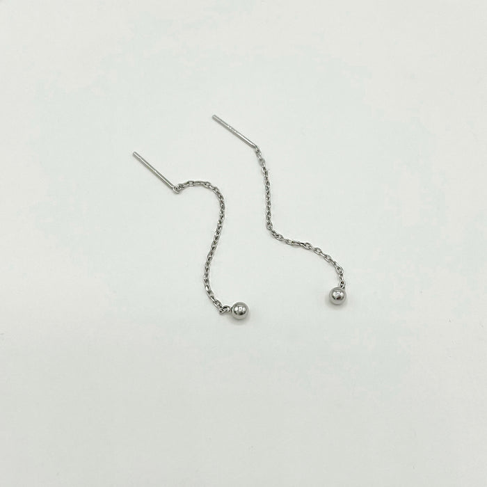 925 sterling silver threader earrings with silver bead