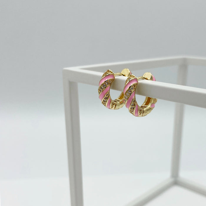 Abril 14k gold plated pink hoop earrings