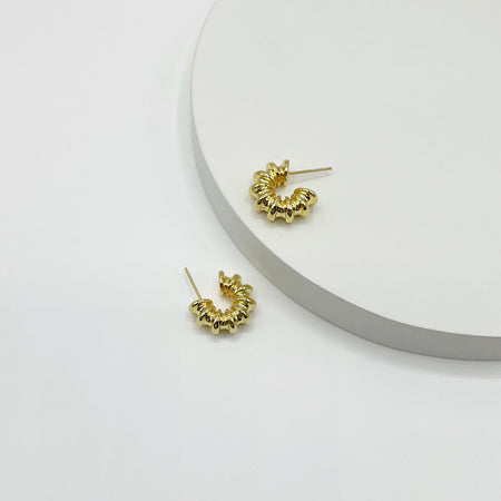 14k gold plated textured small chunky hoop earrings 