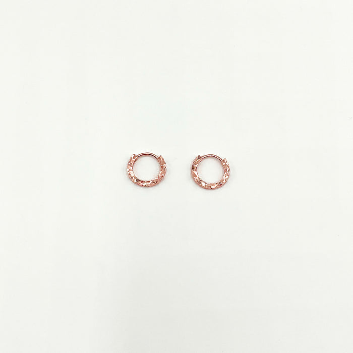 Runa 14k rose gold plated textured mini hoop earrings