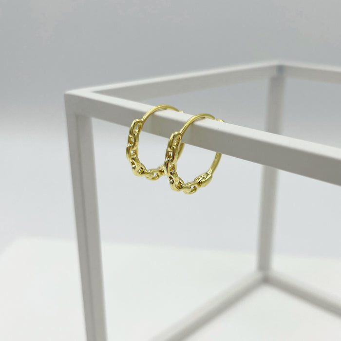 Rosalie 14k gold plated chain hoop earrings