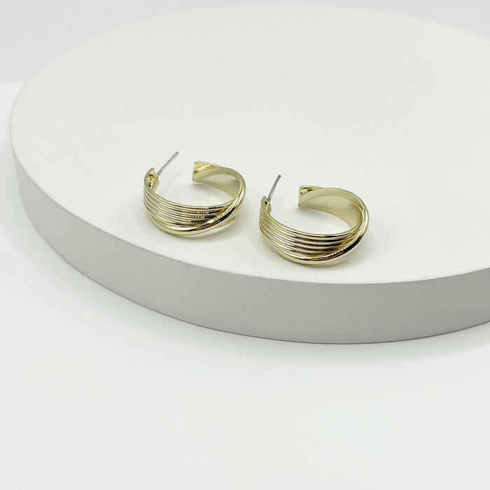 Tilda 14k gold plated textured hoop earrings