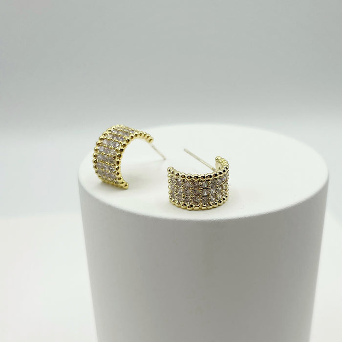 Shelby 14k gold plated stone hoop earrings