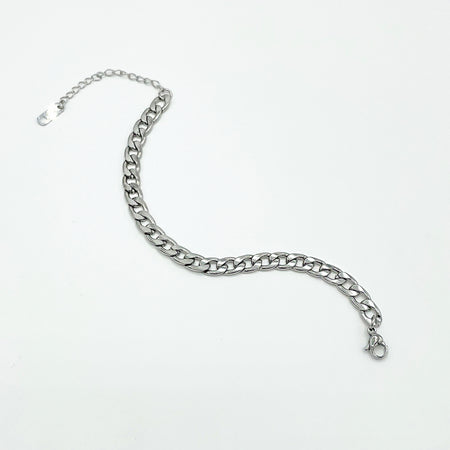 Classic titanium steel chunky chain silver bracelet 