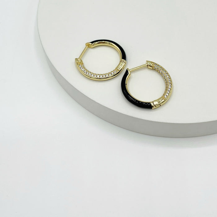 Everley enamel and stone hoop earrings