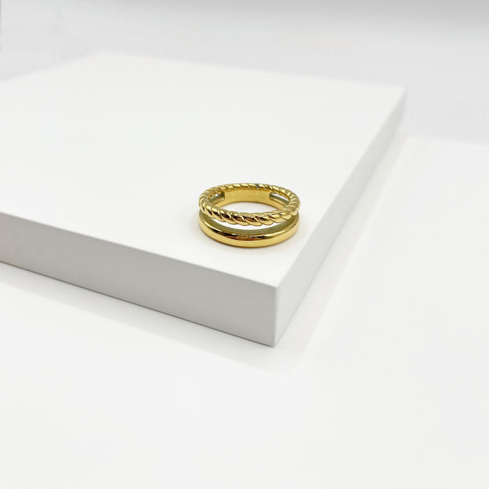 Martha 14k gold plated dual band ring