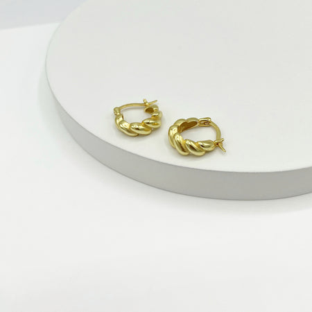 14k gold plated sterling silver small twisted hoop earrings 