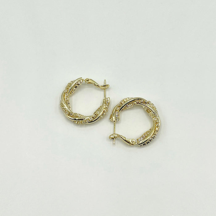 Livia 14k gold plated twisted stone hoop earrings