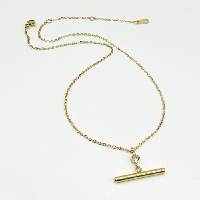 Lorie 14k gold plated T-bar necklace