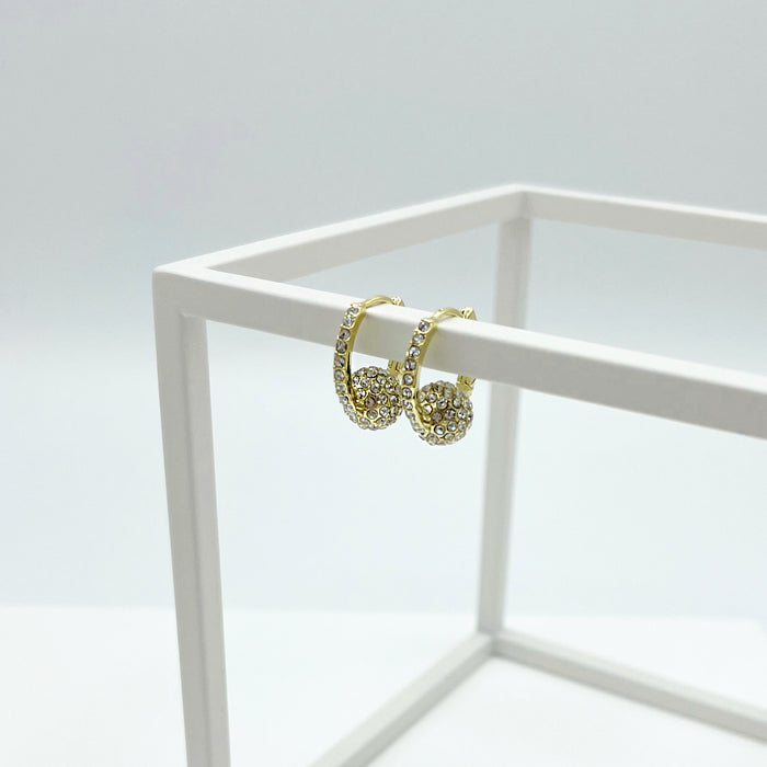 Alexie 14k gold plated ball hoop earrings with stones