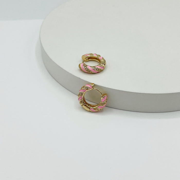 Abril 14k gold plated pink hoop earrings