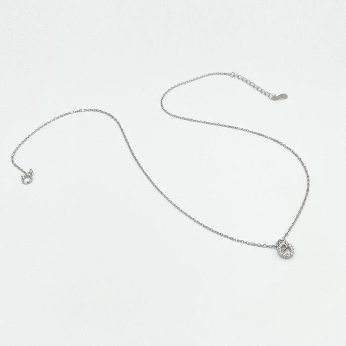 925 sterling silver minimal pendant necklace with cubic zirconia 