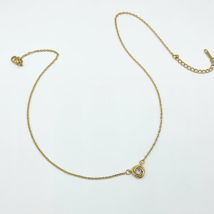 18k gold plated necklace with small stone pendant 