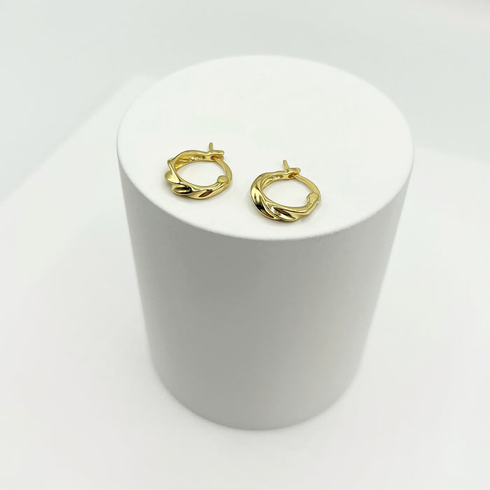 Drew 14k gold plated textured mini hoop earrings