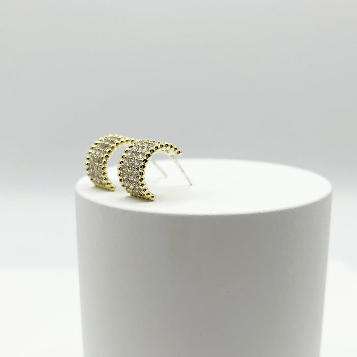 Shelby 14k gold plated stone hoop earrings