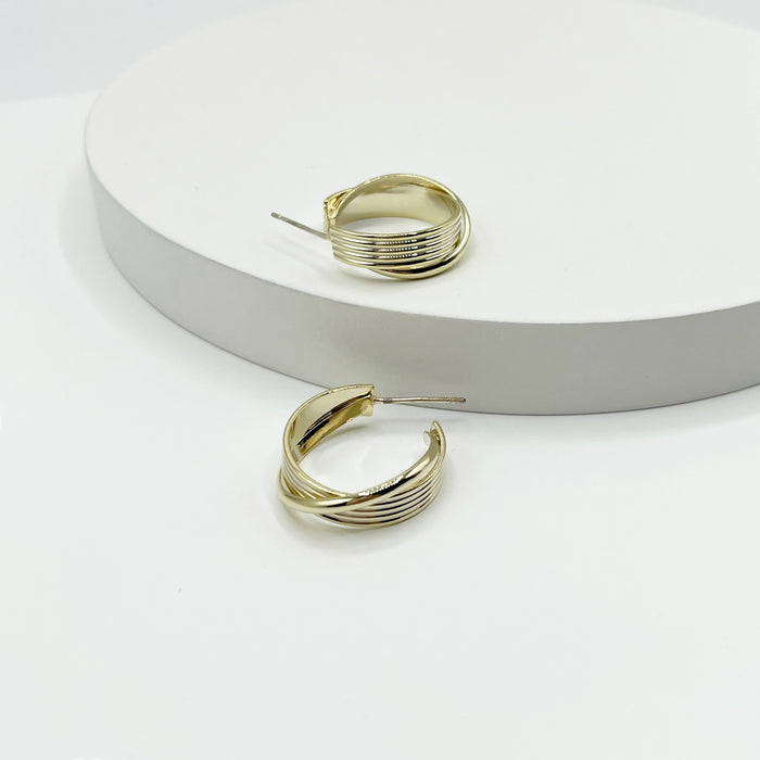 Tilda 14k gold plated textured hoop earrings