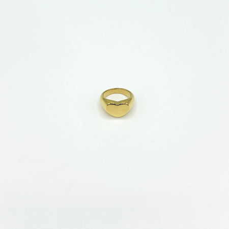 14k gold plated heart signet ring