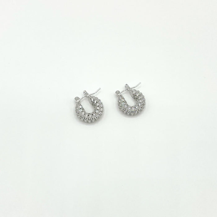 Dion silver chunky pave hoop earrings