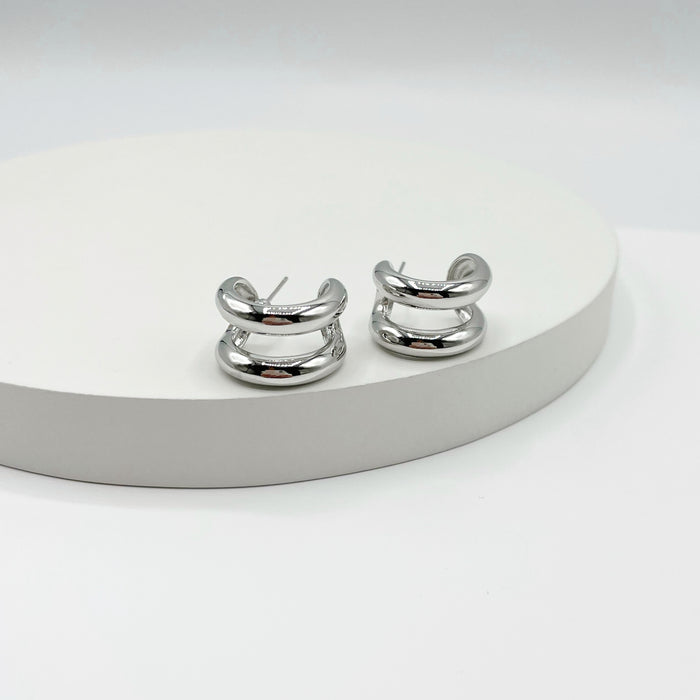 Liya silver double hoop earrings