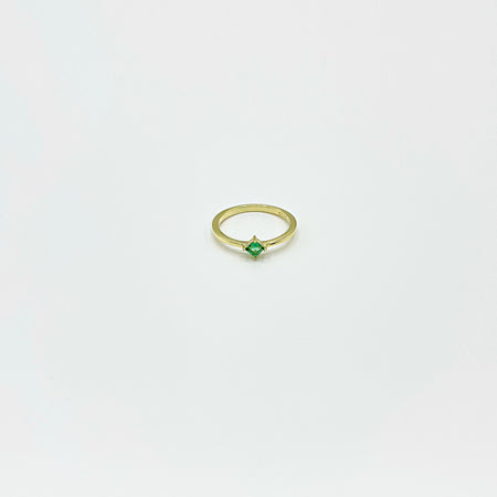 14k gold plated sterling silver ring with small green stone