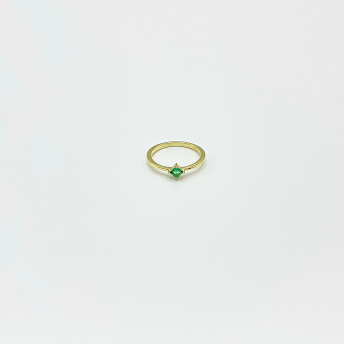 14k gold plated sterling silver ring with small green stone