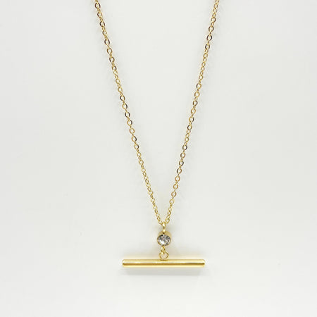 14k gold plated T bar necklace 