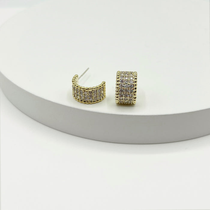 Shelby 14k gold plated stone hoop earrings