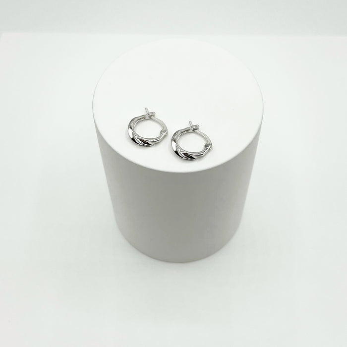 Drew sterling silver textured mini hoop earrings