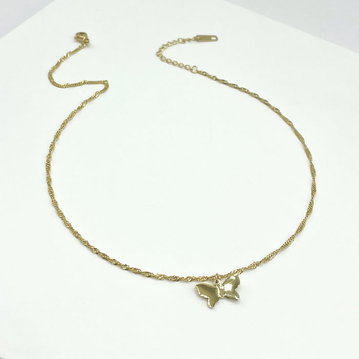 Lauren 14k gold plated butterfly charm necklace