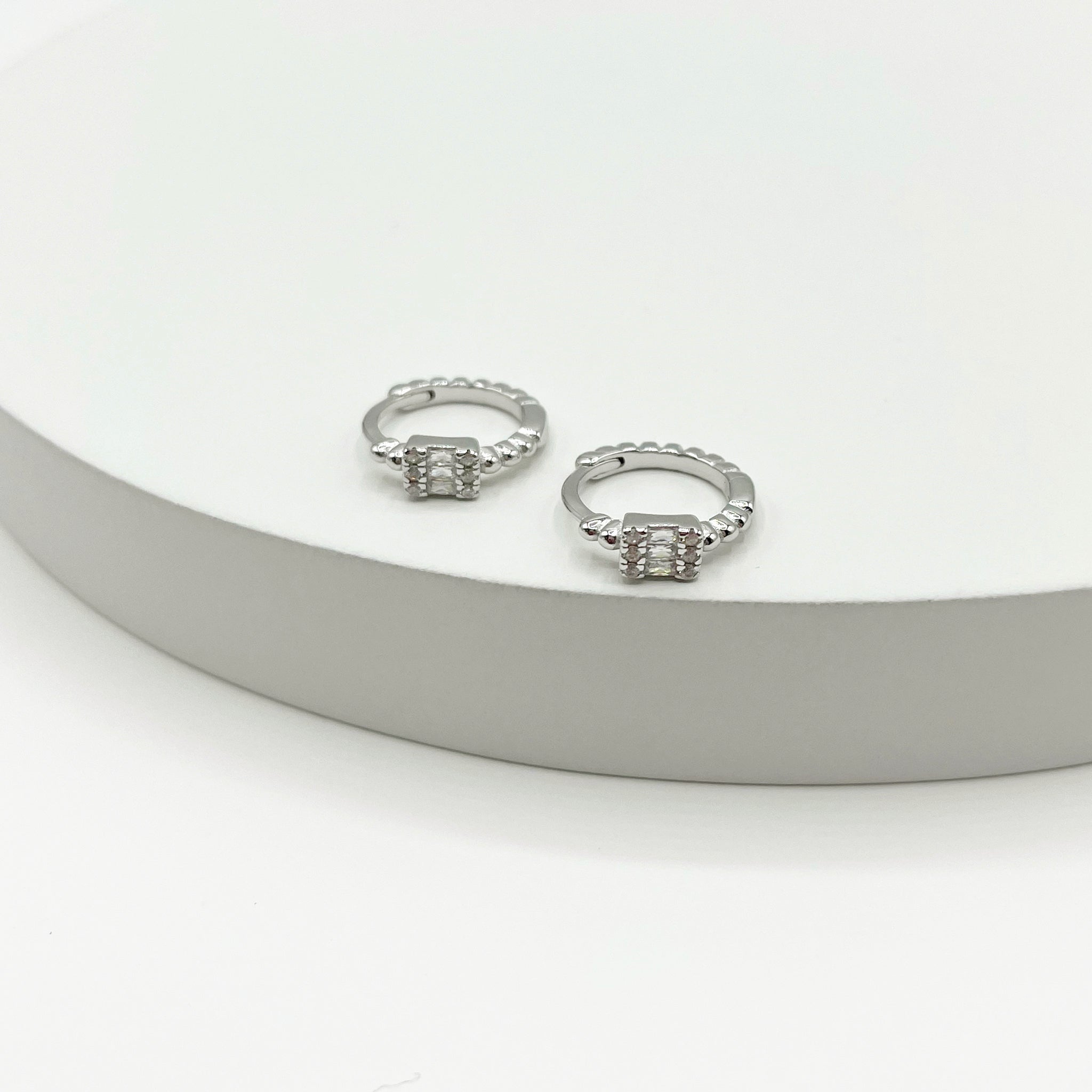 Sterling silver mini hoop earrings with cubic zirconia 