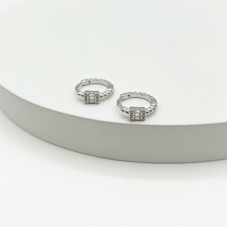 Sterling silver mini hoop earrings with cubic zirconia 