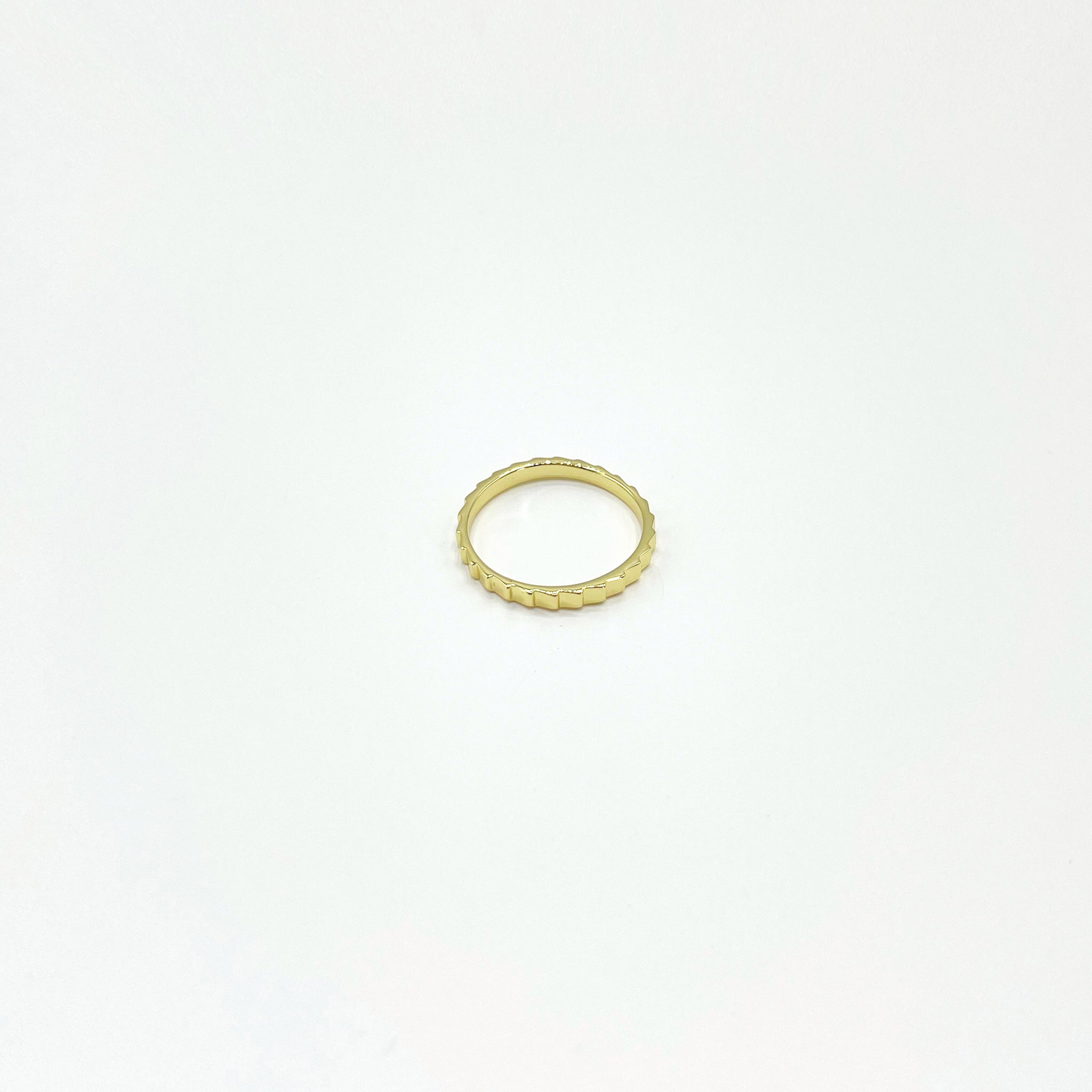 14k gold plated slim gold textured band ring