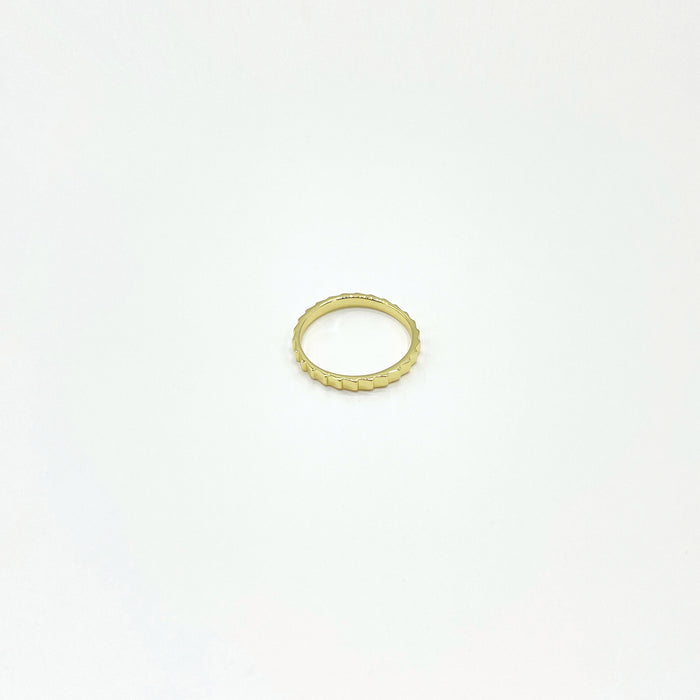 14k gold plated slim gold textured band ring