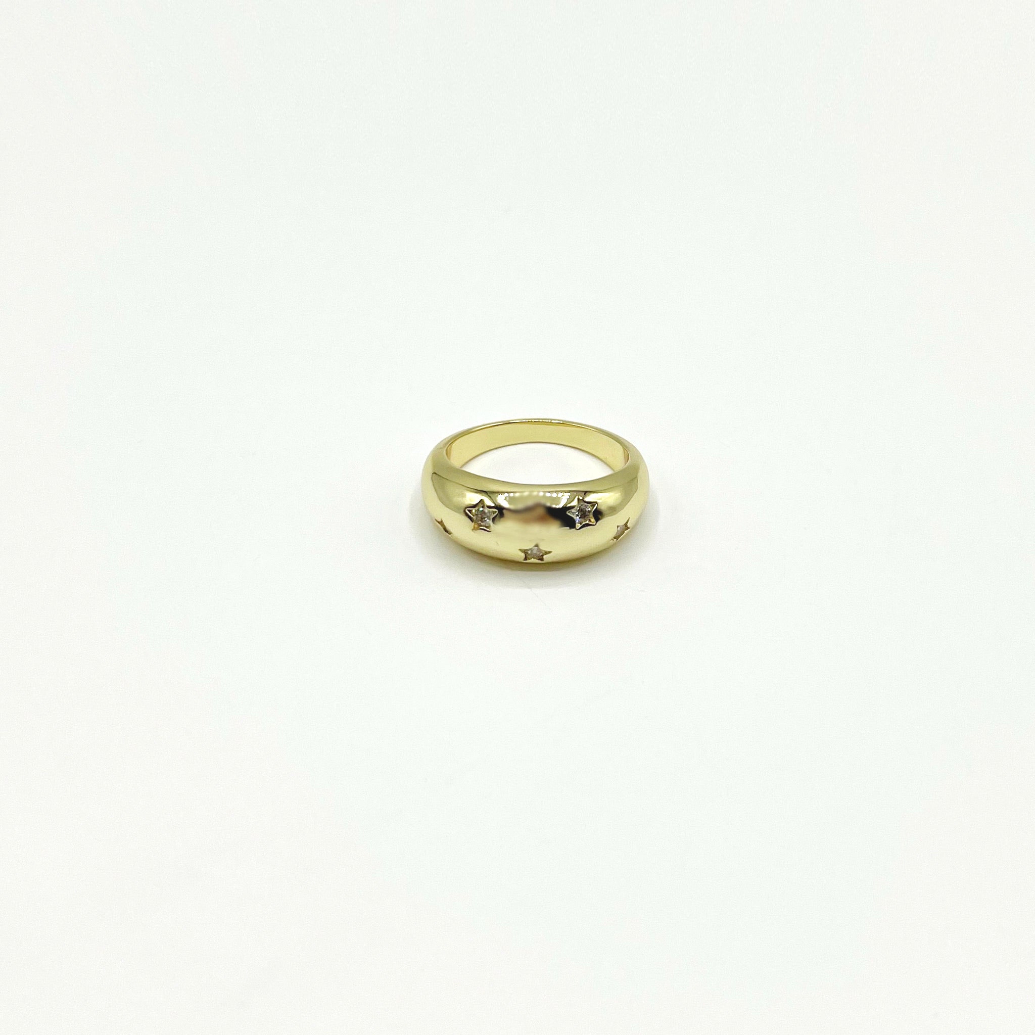 14k gold plated domed band with star shaped stones