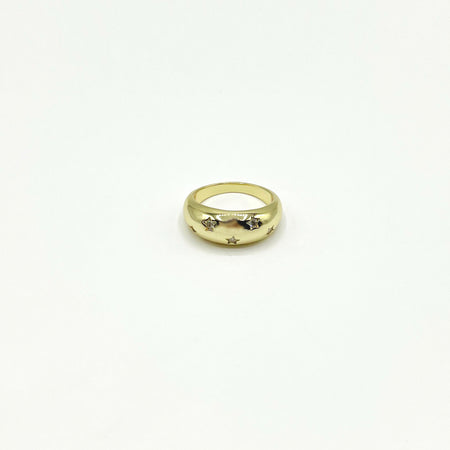 14k gold plated domed band with star shaped stones