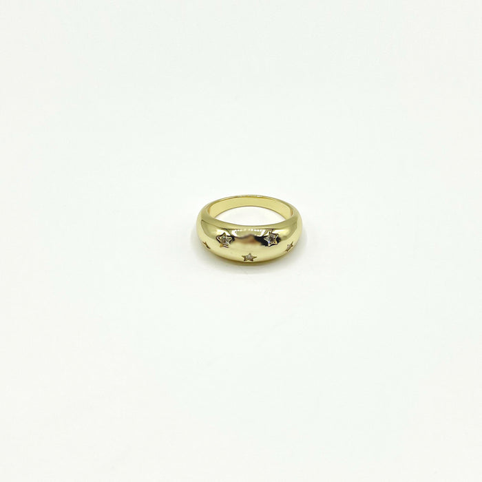 14k gold plated domed band with star shaped stones