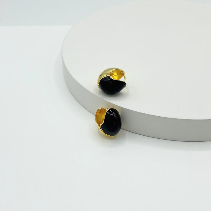 Beata 18k gold plated enamel hoop earrings