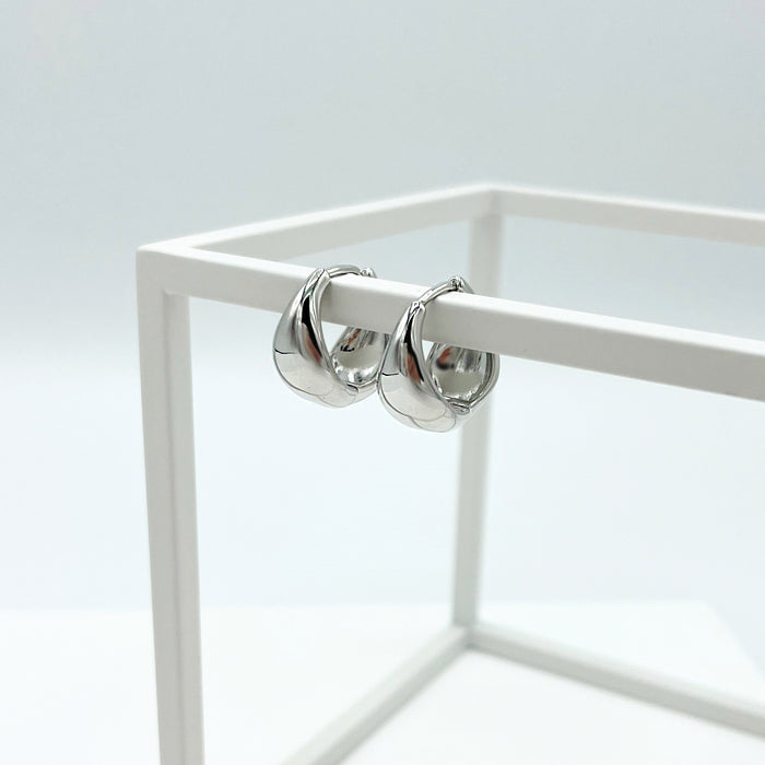 Mabel silver teardrop hoop earrings