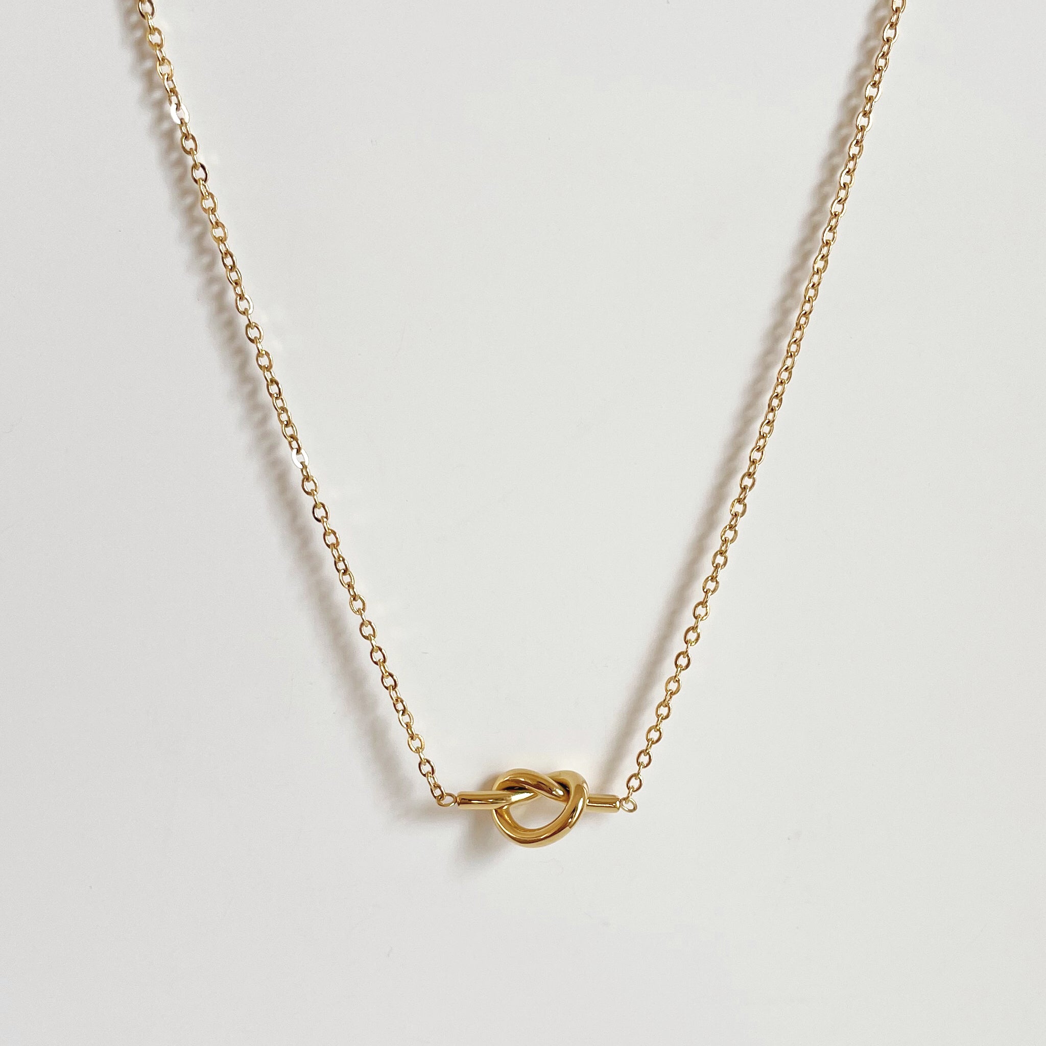 14k gold plated dainty knot necklace 