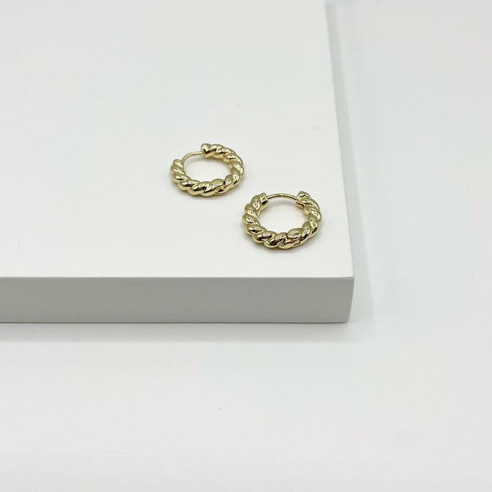 18k gold plated small twisted hoop earrings 