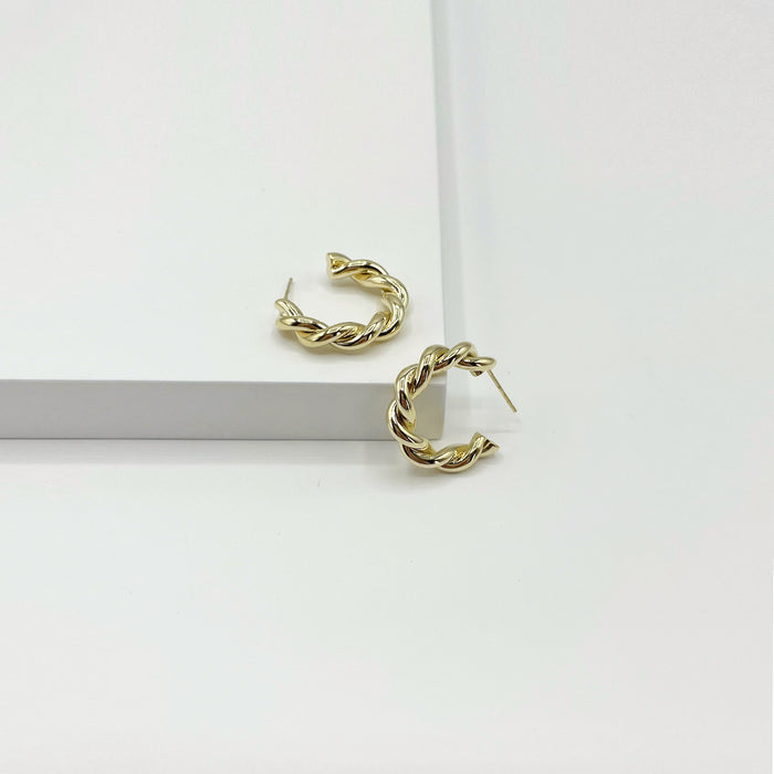 Capri 14k gold plated twisted hoop earrings