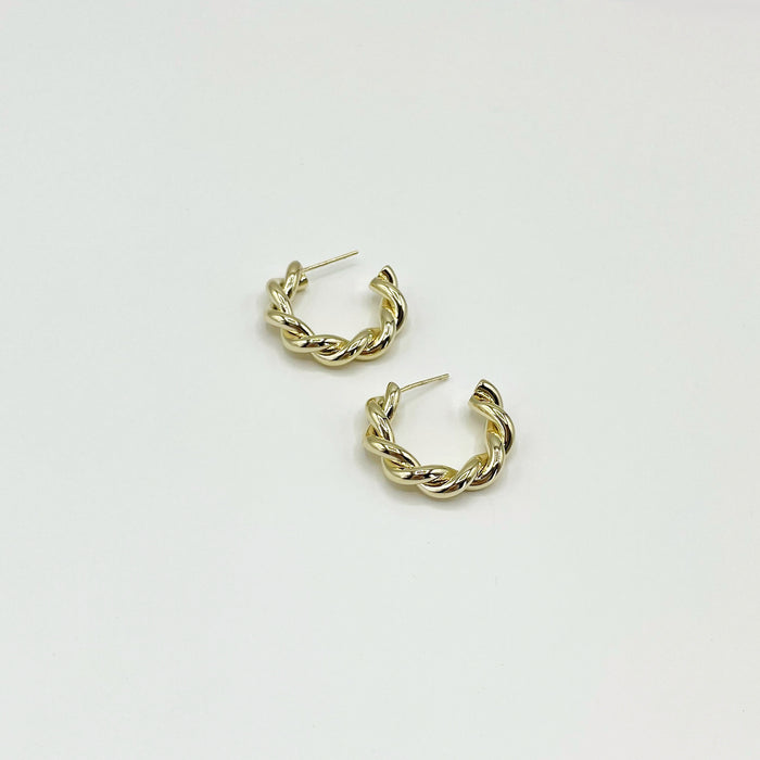 Capri 14k gold plated twisted hoop earrings