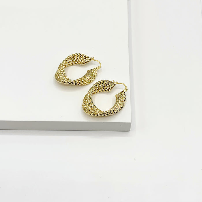 Carmen 14k gold plated multi layered twisted hoop earrings