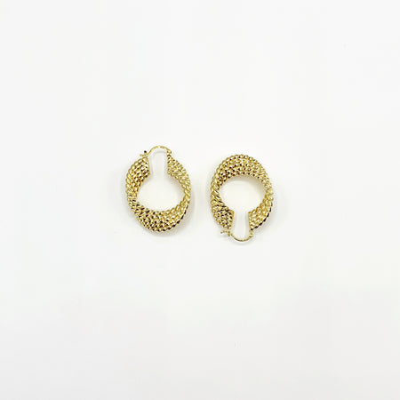 Bold 14k gold plated textured twist hoop earrings 