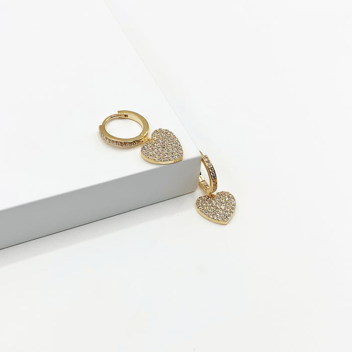 Darcy gold heart charm earrings