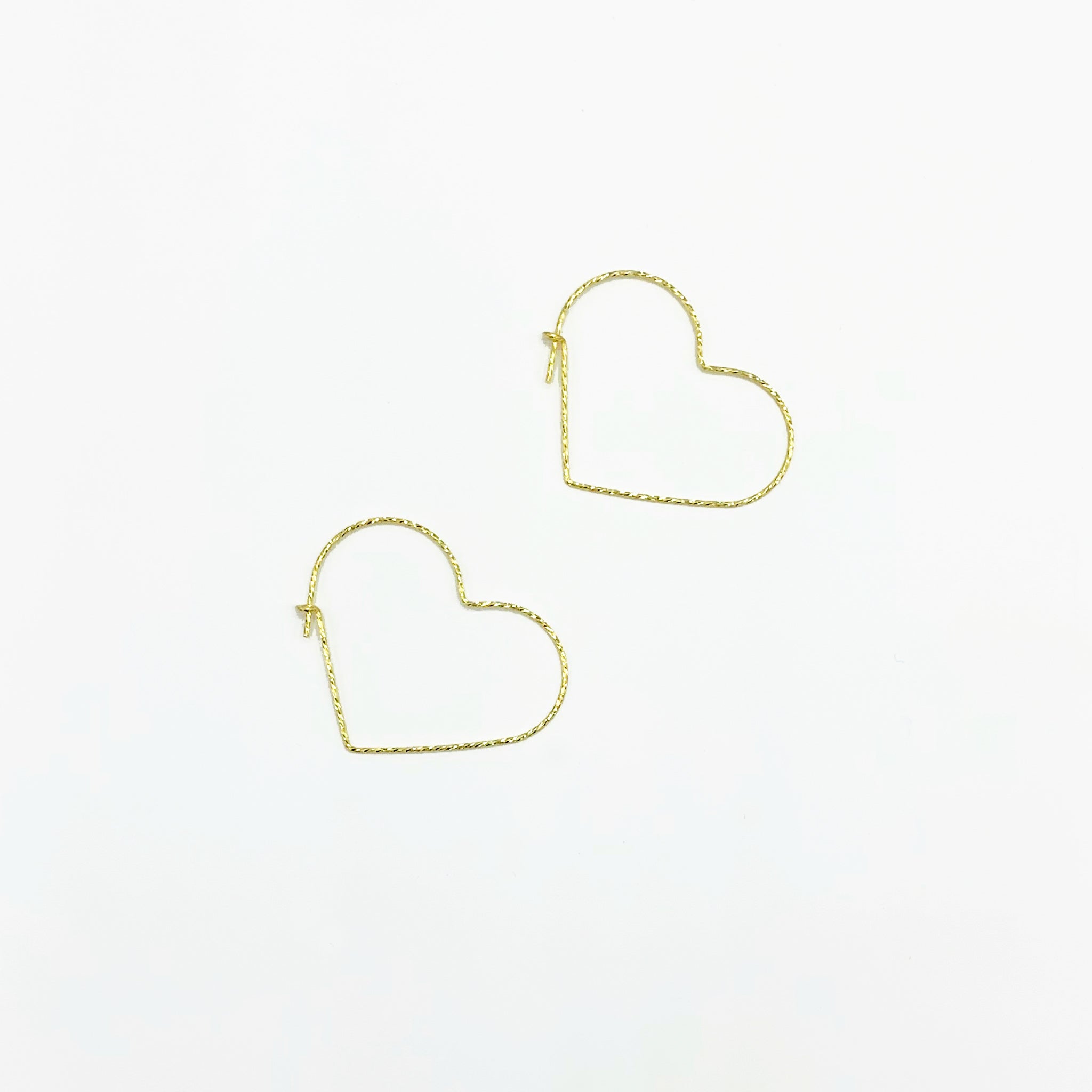 Gold plated sterling silver thin twisted heart hoop earrings 